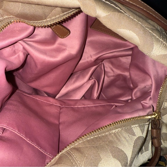 Coach Khaki Op Art Sateen Large Brooke Convertible Tote Shoulder Bag 14146 EUC - Picture 8 of 10